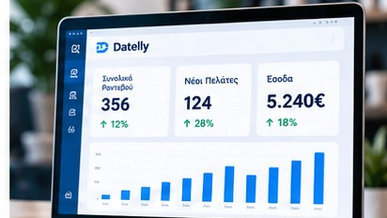 Dashboard analytics για κομμωτήριο με γραφήματα απόδοσης