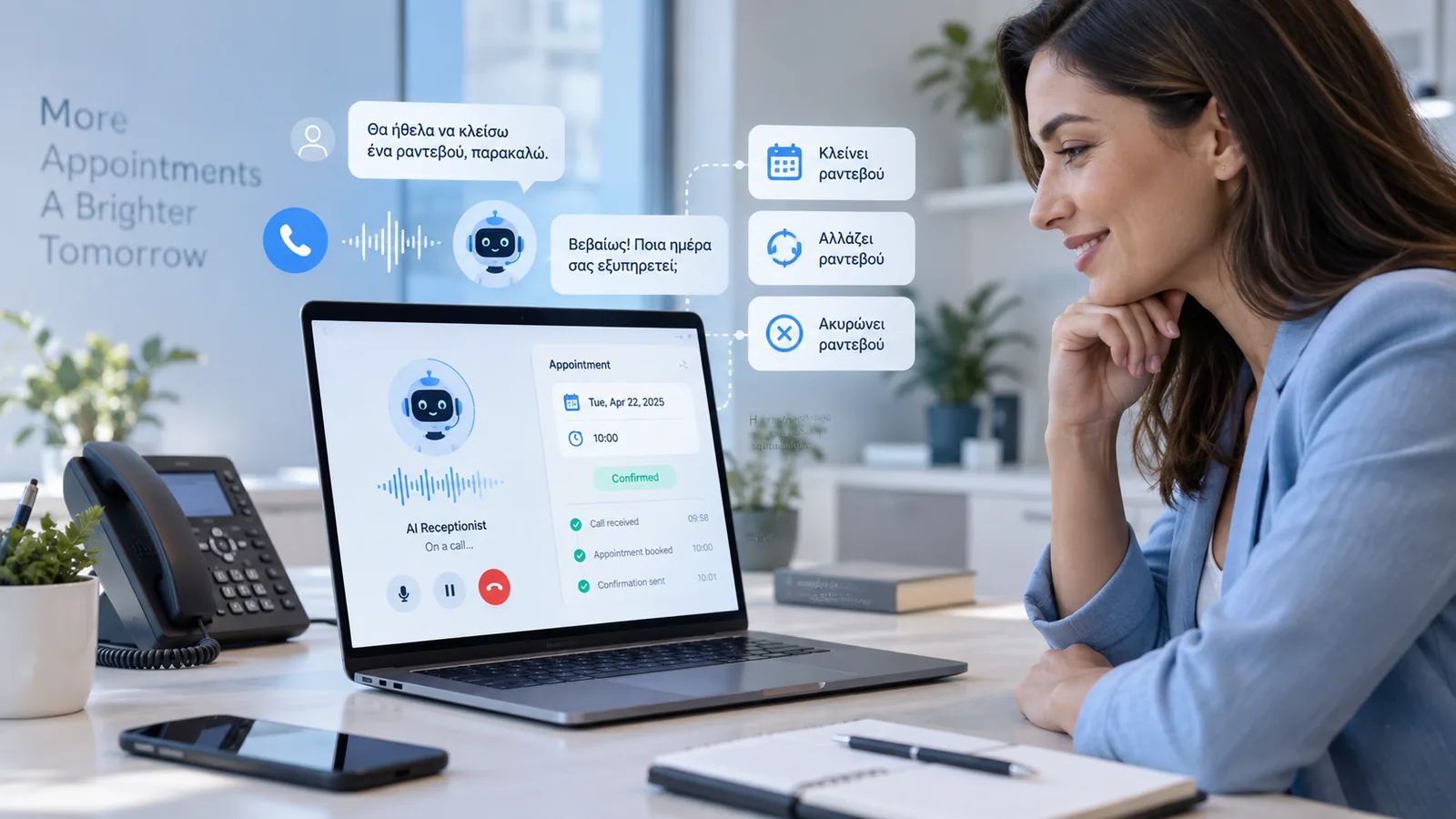 AI Call Center Datelly ρεσεψιονίστ κλείνει ραντεβού τηλεφωνικά